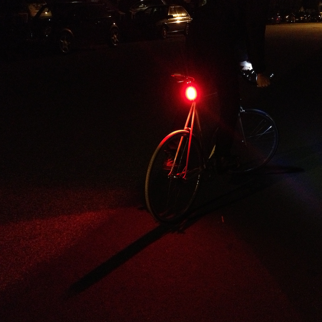 Photo of Red Serfas Thunderbolt LED light in use